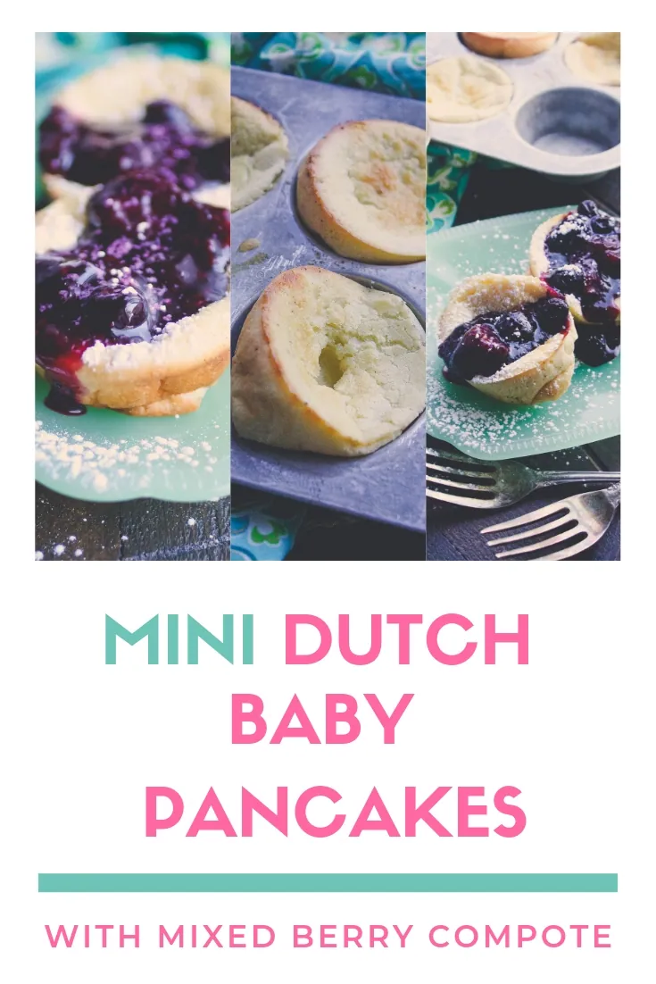 Mini Dutch Baby Pancakes with Berry Compote are fabulous for a fun breakfast or brunch. Mini Dutch Baby Pancakes with Berry Compote are pretty and fun to serve for your morning meal!