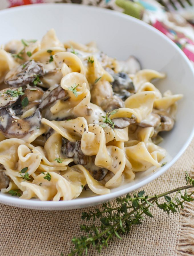 Mushroom Stroganoff makes a comforting, filling, and flavorful vegetarian meal. You'll love these noodles mixed with mushrooms and a creamy sauce.