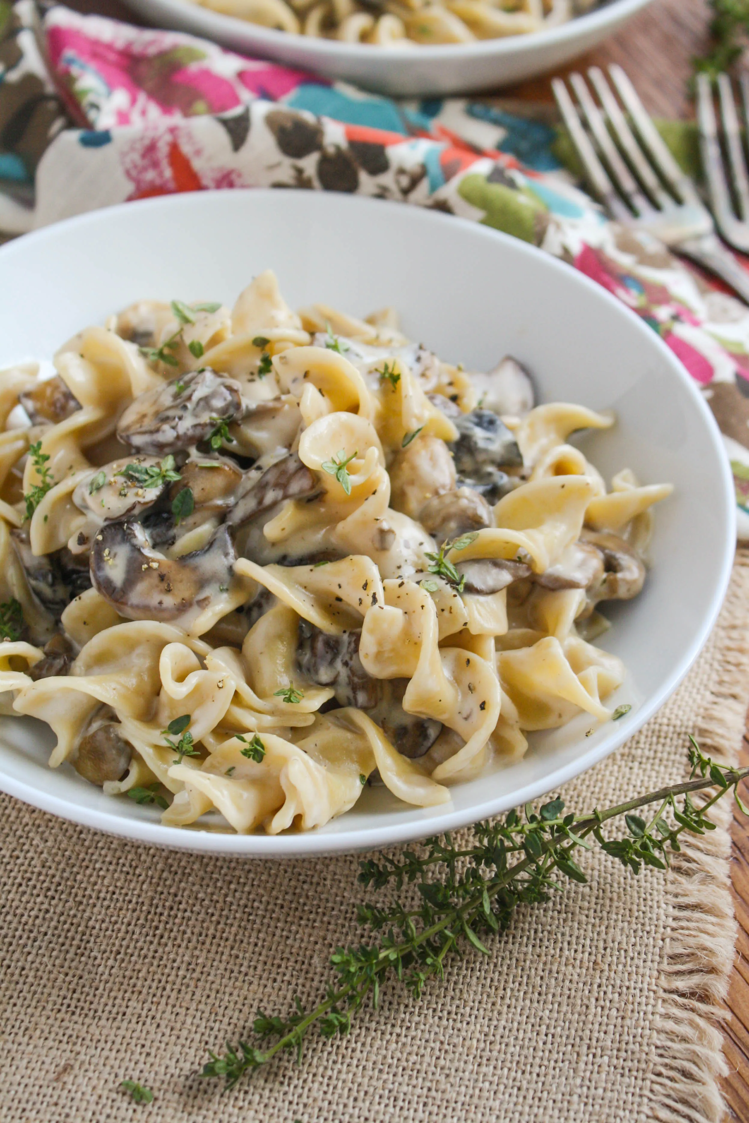 Mushroom Stroganoff is a delicious, creamy dish perfect on a chilly night. You'll love this vegetarian stroganoff dish!