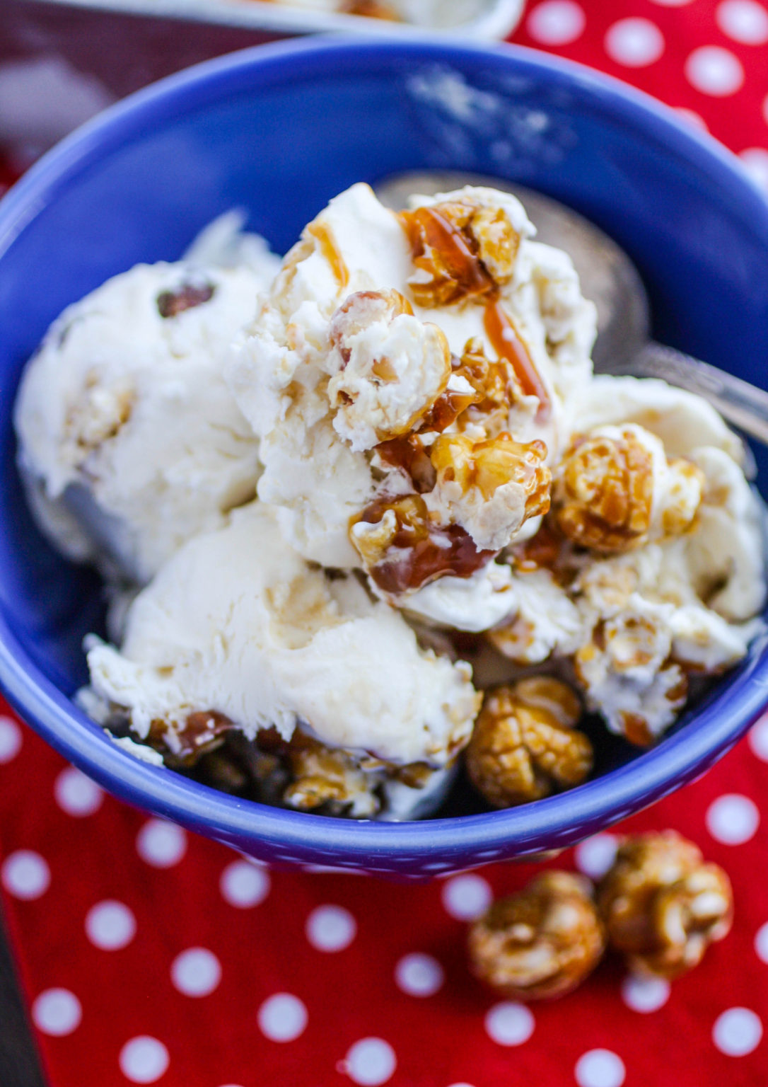 No Churn Cracker Jack Ice Cream with ChocolateCovered Peanuts