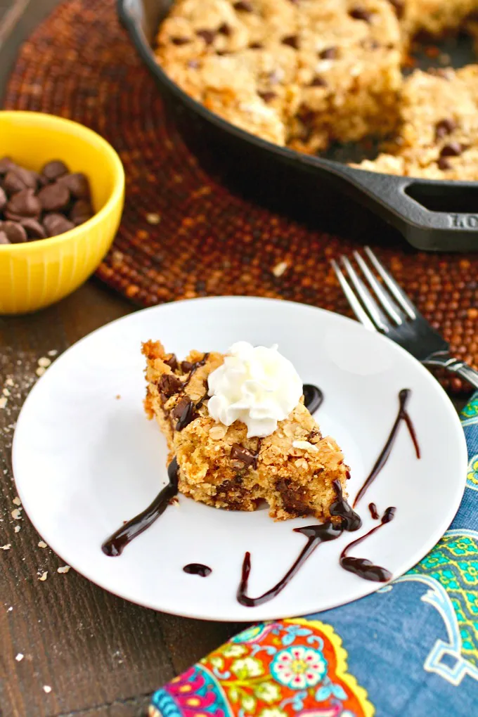 Oatmeal Chocolate Chip Skillet Cookie - All the Healthy Things