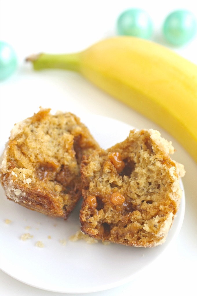 These Caramel Banana Muffins with Streusel Topping are loaded with great flavor!