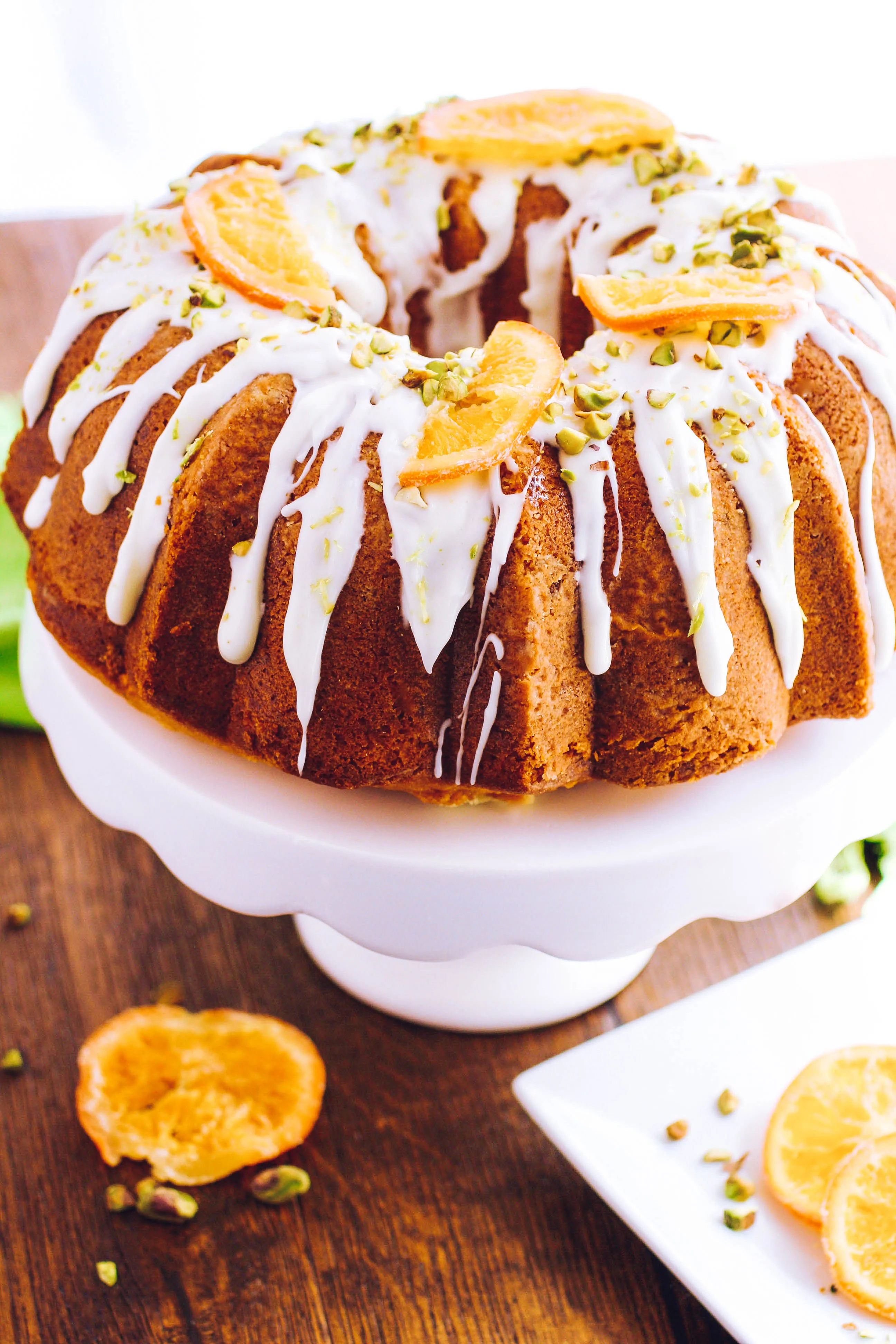 Orange Marmalade-Pistachio Bundt Cake is a pretty cake perfect for spring. You'll love the flavors!