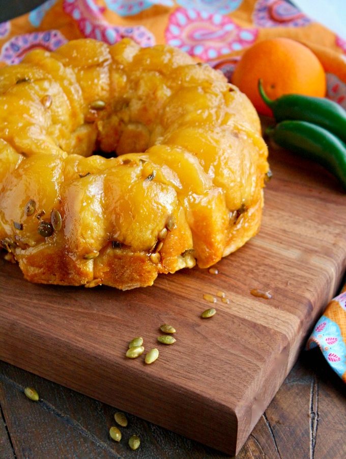 Orange-Jalapeño Monkey Bread with Pepitas makes a fun treat with unexpected flavors!