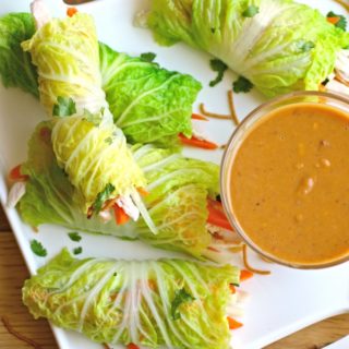 Napa Summer Rolls with Chicken & Spicy Peanut Sauce are perfect in the summer months!