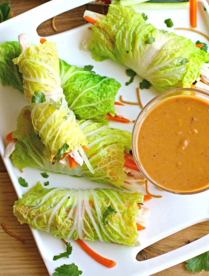 Napa Summer Rolls with Chicken & Spicy Peanut Sauce are perfect in the summer months!