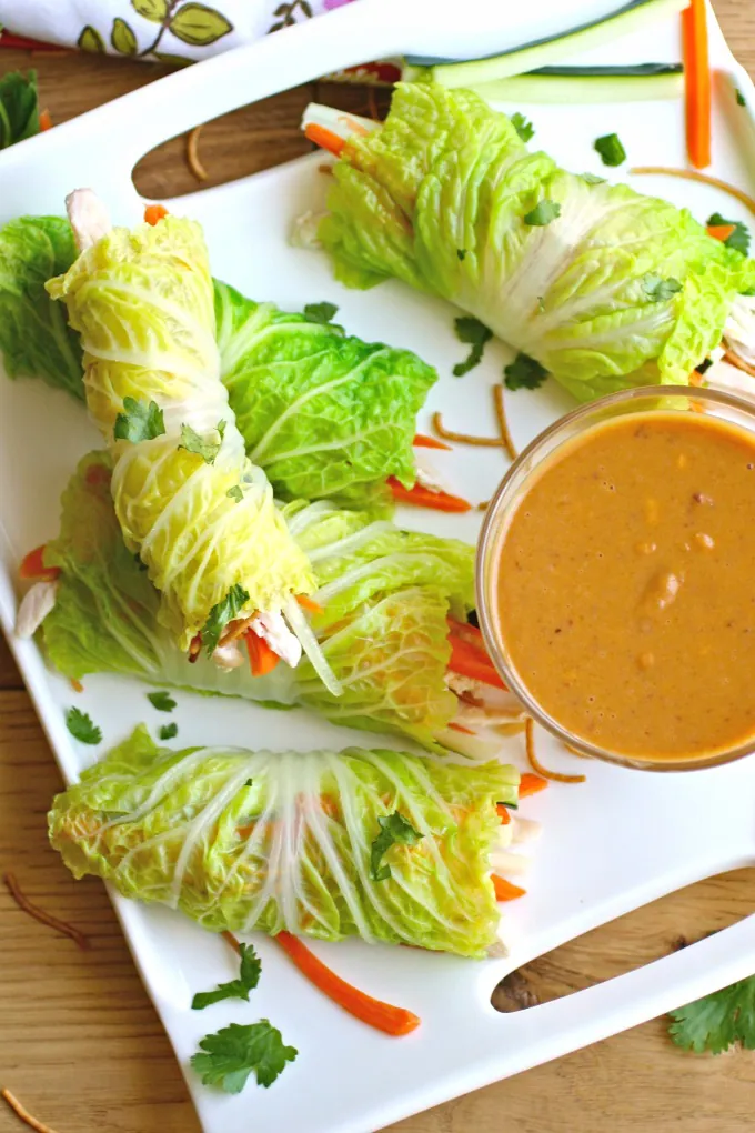 Napa Summer Rolls with Chicken & Spicy Peanut Sauce are perfect in the summer months!