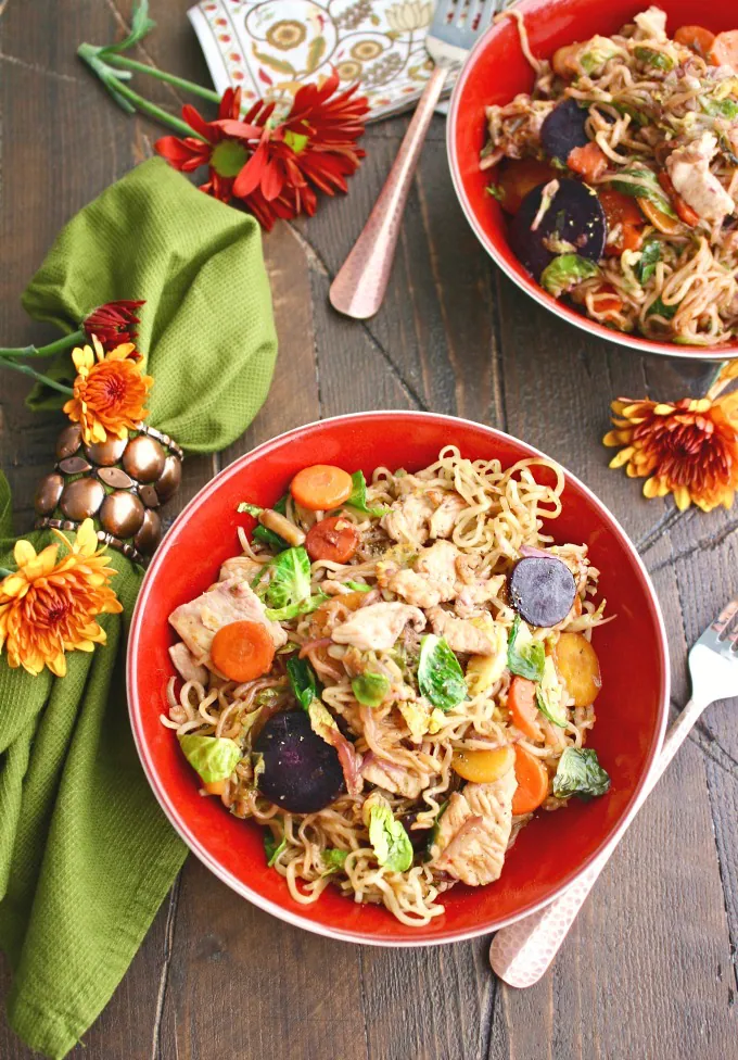 You'll love the ingredients in Turkey Stir-Fry with Noodles in Chili-Orange Sauce -- it's a nice alternative dish to serve on Thanksgiving!