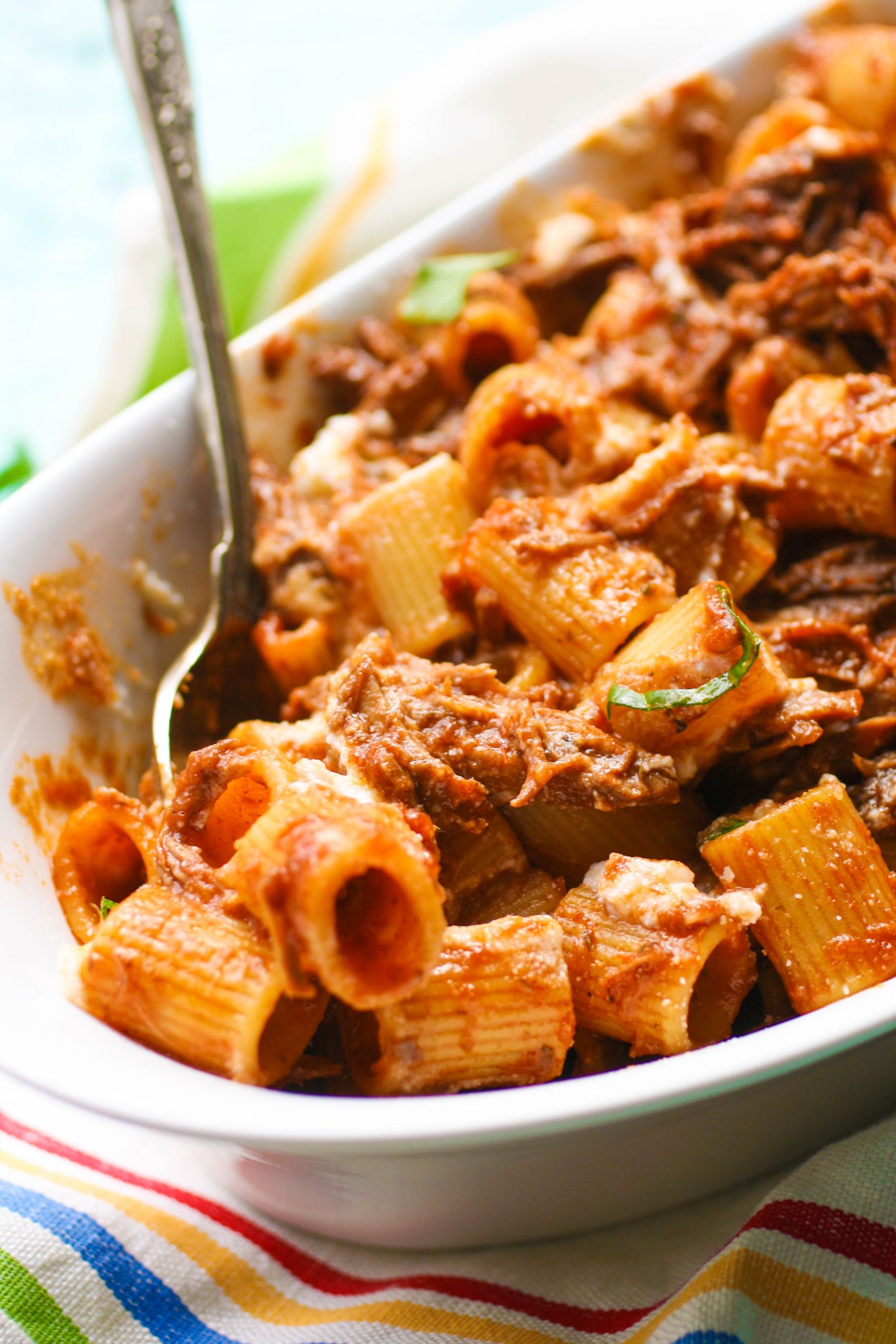 You'll love to dig into Pasta with short ribs and ricotta for your next meal.