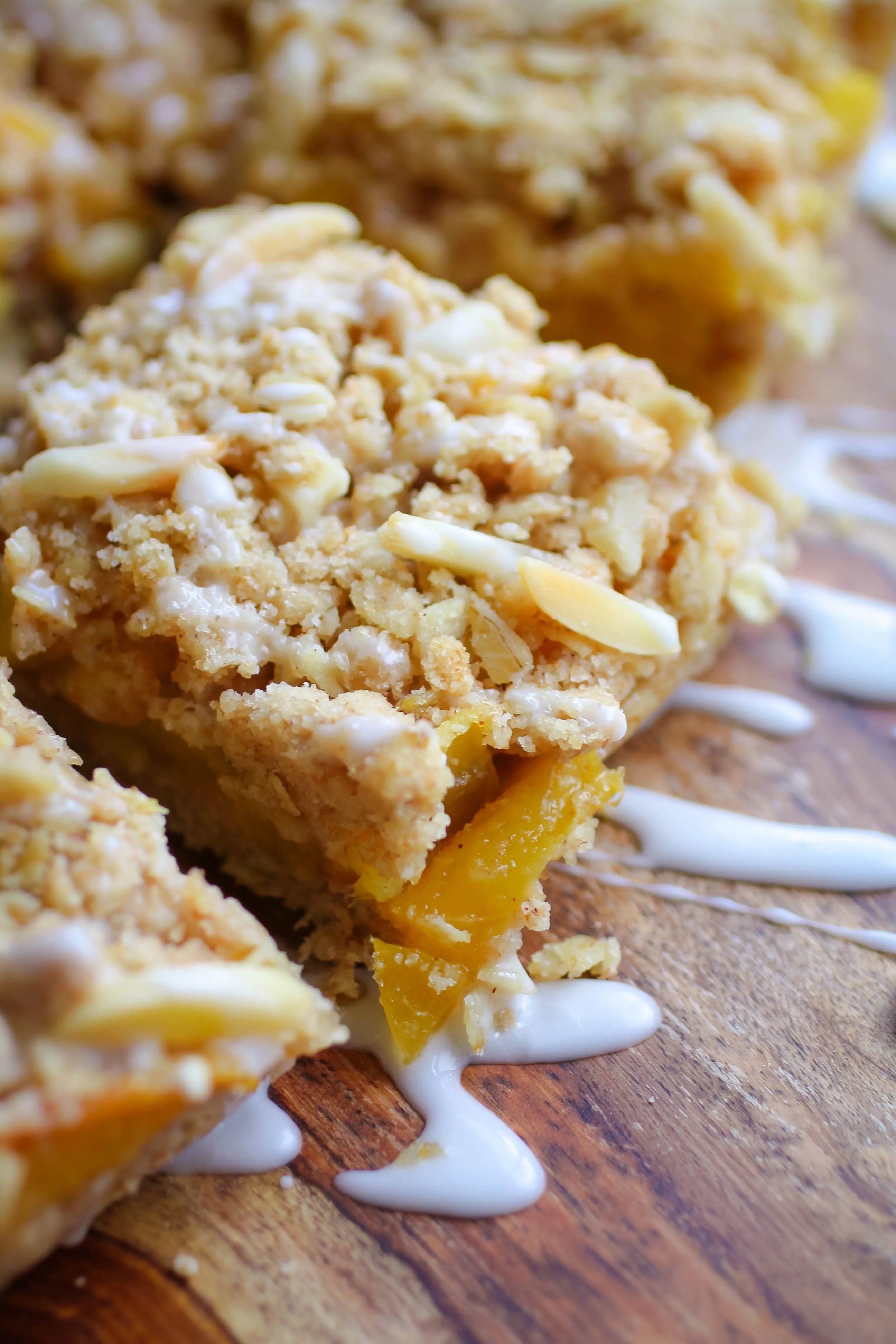 Peach Crumble Squares with Bourbon Glaze for the sweet-treat win! You'll enjoy these Peach Crumble Squares with Bourbon Glaze this season!