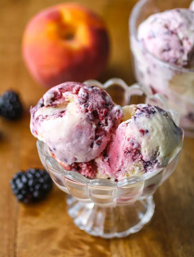 Peach, Lavender, and Blackberry Ice Cream is an amazing summer treat. Peach, Lavender, and Blackberry Ice Cream makes a fun ice cream option to try!