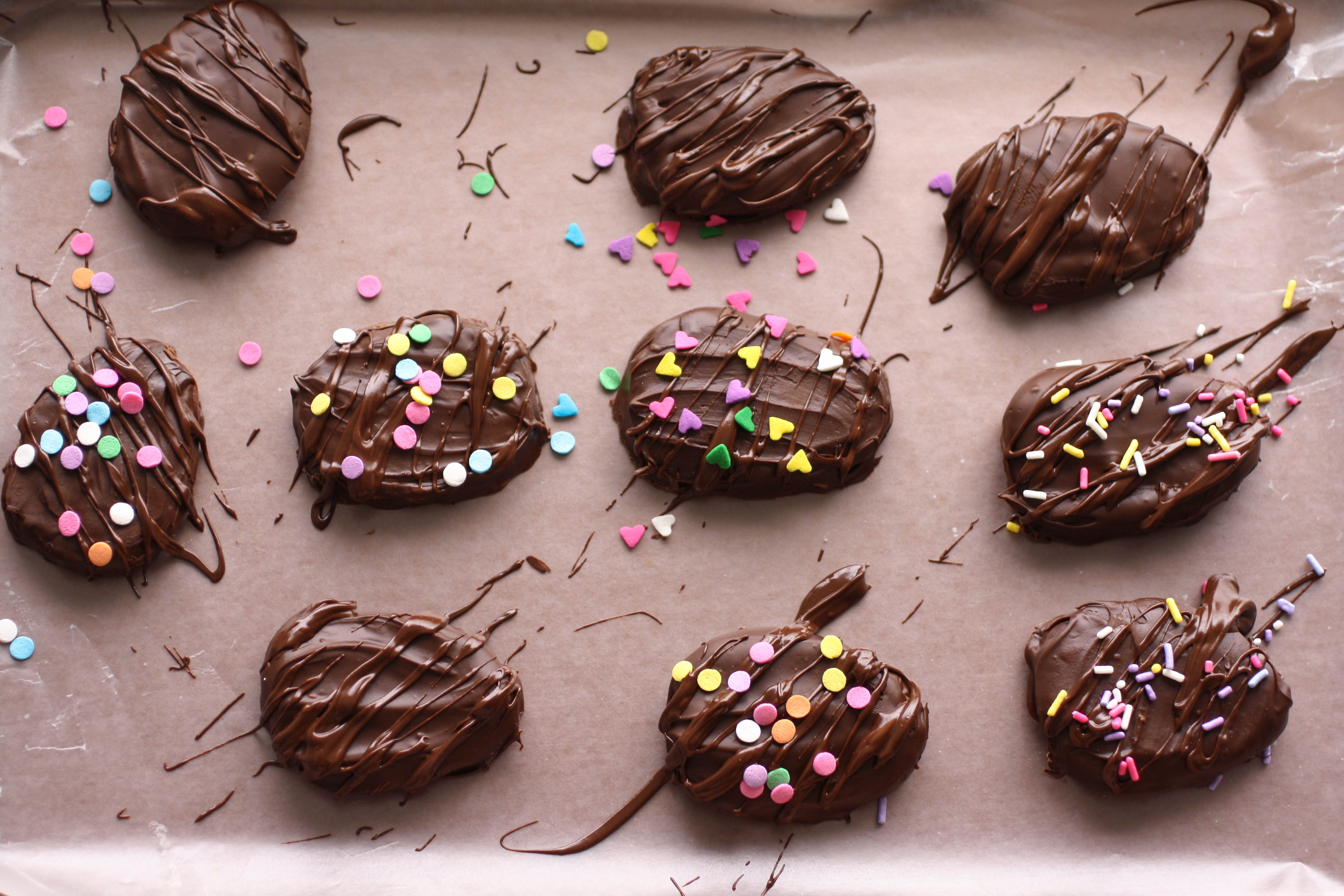 Peanut Butter-Toffee Chocolate Eggs are a fun, seasonal treat to make. They're just in time for Easter!