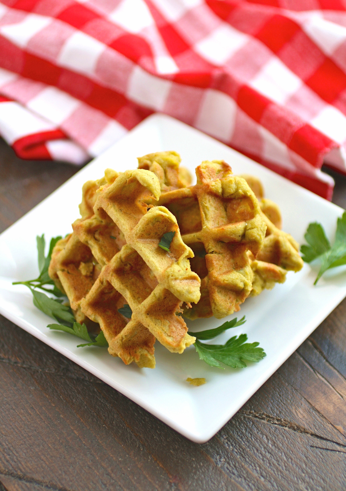 Serve up a plateful of Falafel Waffle Bites and top them with Tzatziki Sauce.