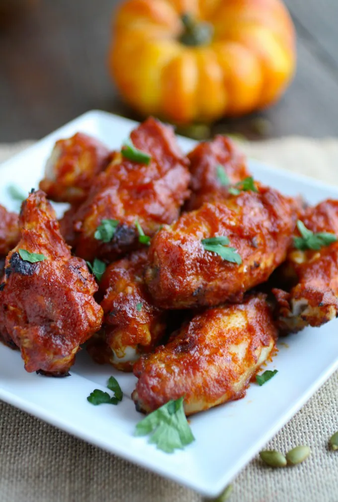 You'll love the flavors in Pumpkin Butter Sriracha Baked Chicken Wings!