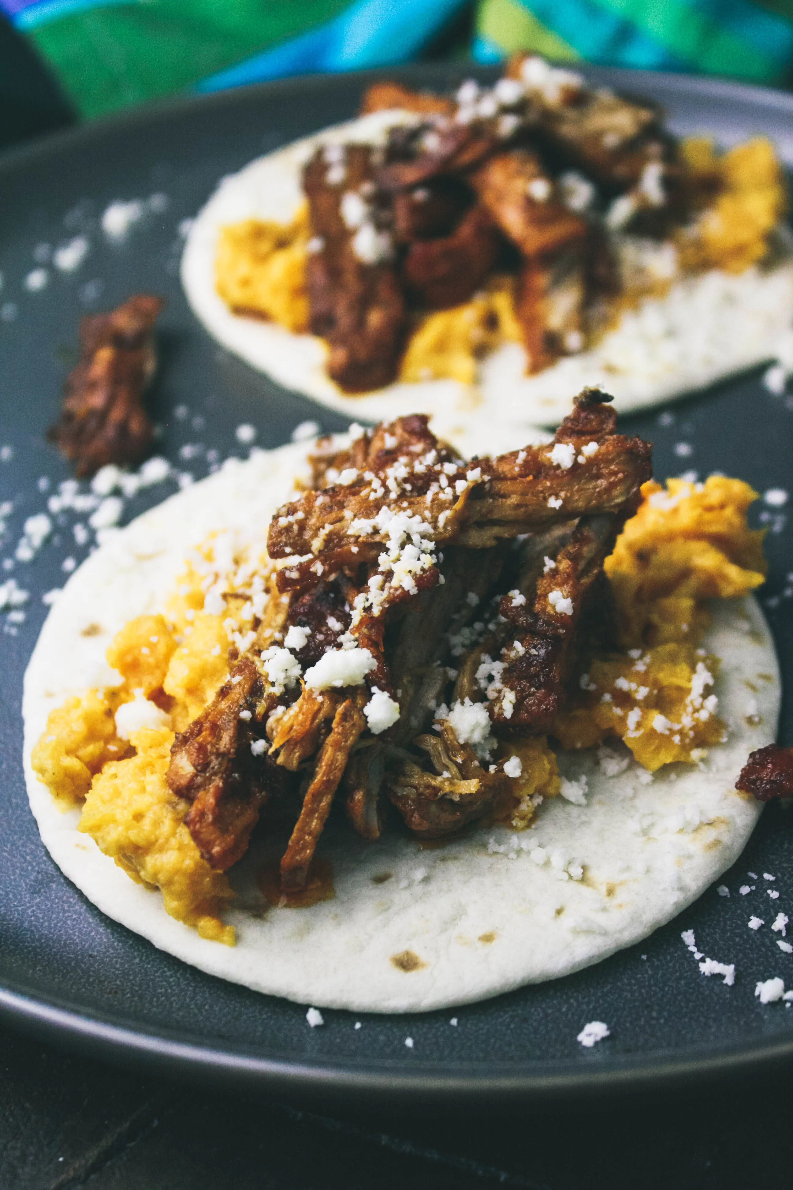 Pork Carnitas Tacos with Butternut Squash Puree is a delightful fall dish. You'll love these Pork Carnitas Tacos with Butternut Squash Puree.