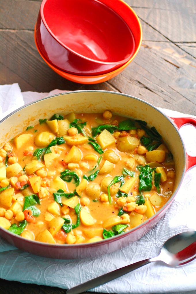 Potato, Chickpea, and Spinach Curry is wonderful on a chilly day. It's filling and fab!