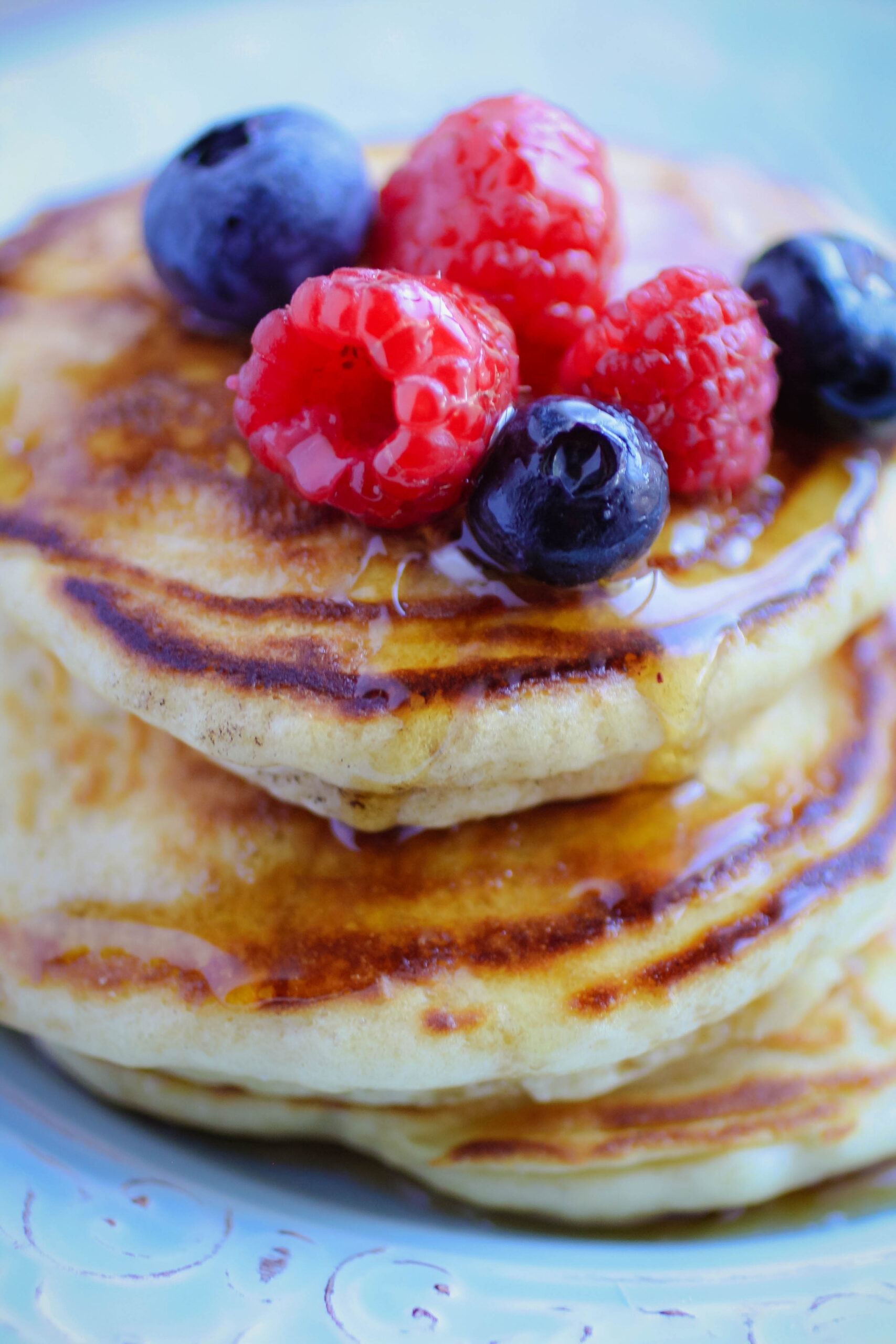 Queen Elizabeth II’s Drop Scones (Scottish Pancakes) topped with fresh fruit and syrup makes an amazing breakfast or breakfast-for-dinner!
