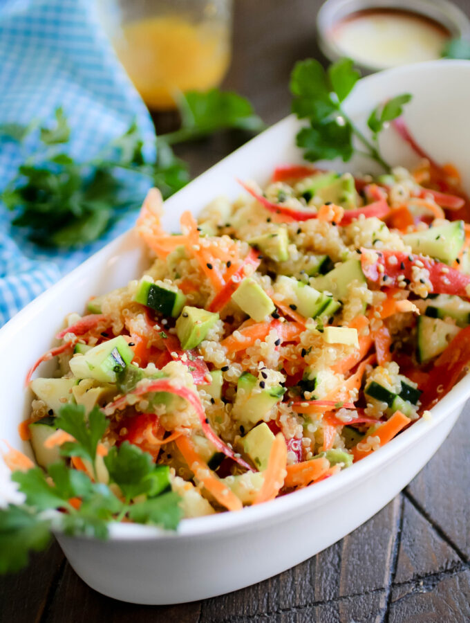 Quinoa Salad with Ginger-Orange Vinaigrette is a filling and tasty salad everyone will enjoy!