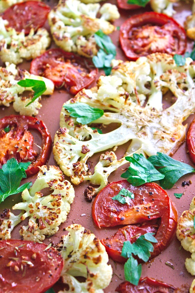 Roasted Cauliflower and Tomatoes with Balsamic Glaze are big on flavor. They're so easy to make, too.