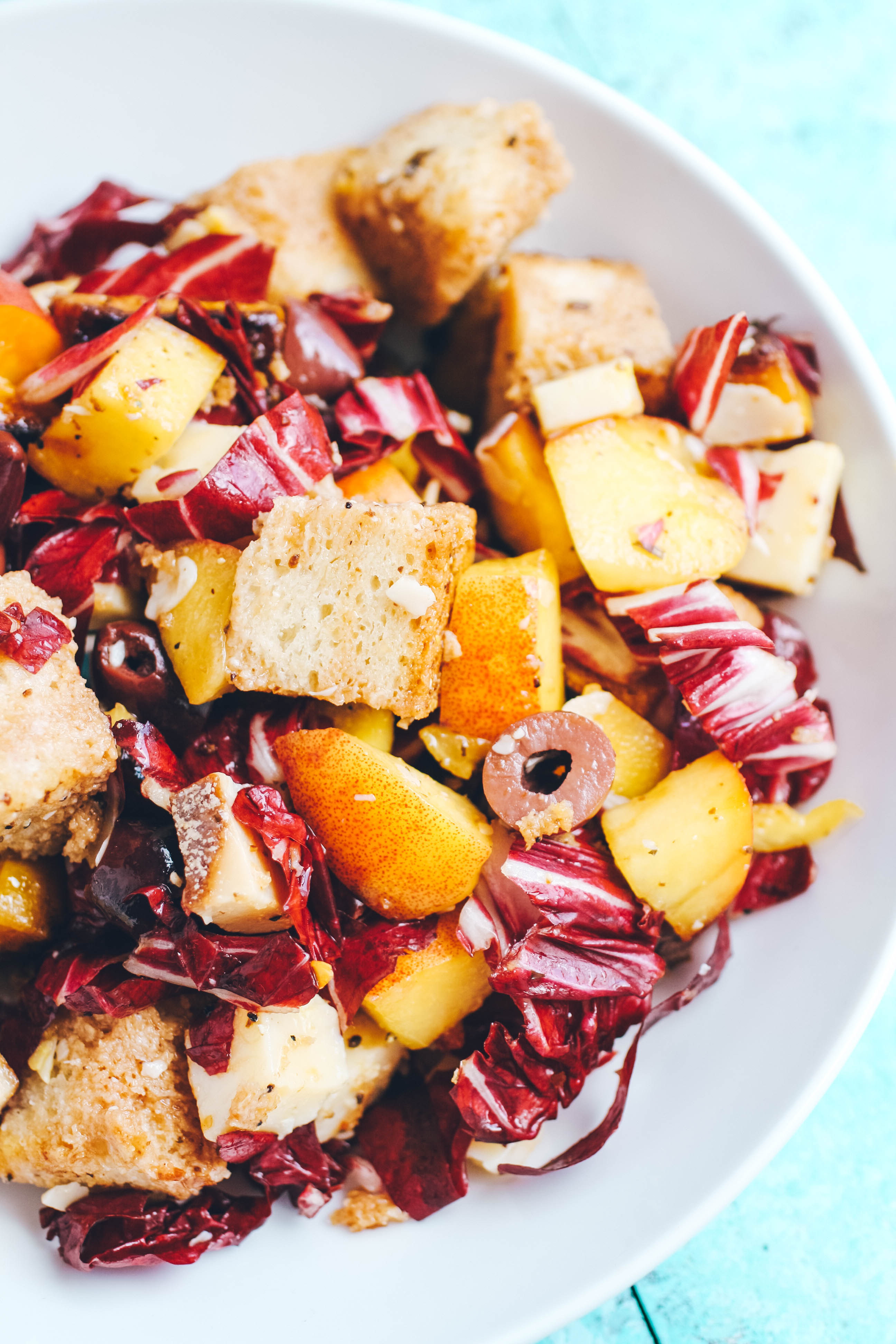 Roasted Beet, Peach & Radicchio Panzanella Salad is filled with great ingredients with big flavor! Roasted Beet, Peach & Radicchio Panzanella Salad is hearty and fun for a summer salad for dinner.