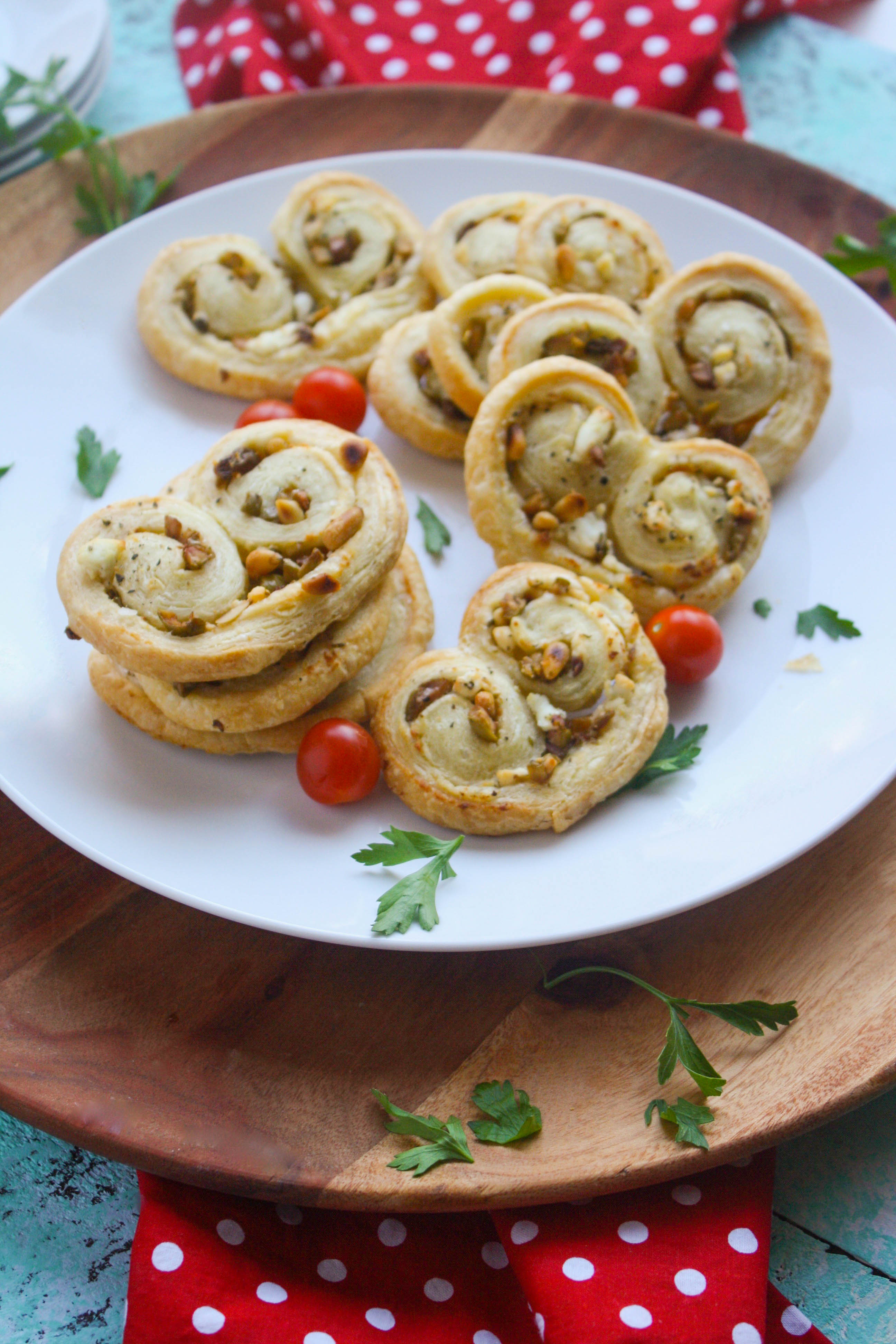 Savory Olive and Goat Cheese Palmiers are perfect for parties! These appetizers are easy to make, too!