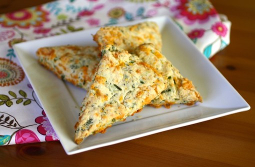A plate of delicious Broccoli, Cheddar, and Chive Scones