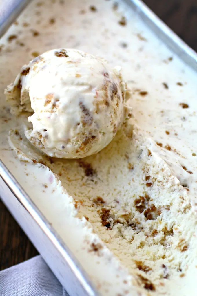 You'll want to scoop up as much as you can of this No-Churn Plum & Gingersnap Cookie Ice Cream!