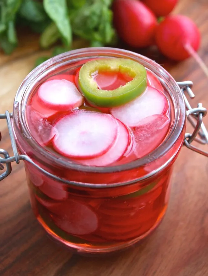 A jar of Quick, Spicy Pickled Radishes can be yours in under 40 minutes! You'll enjoy these Quick, Spicy Pickled Radishes!