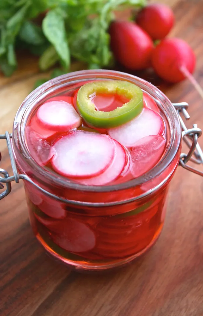 A jar of Quick, Spicy Pickled Radishes can be yours in under 40 minutes! You'll enjoy these Quick, Spicy Pickled Radishes!