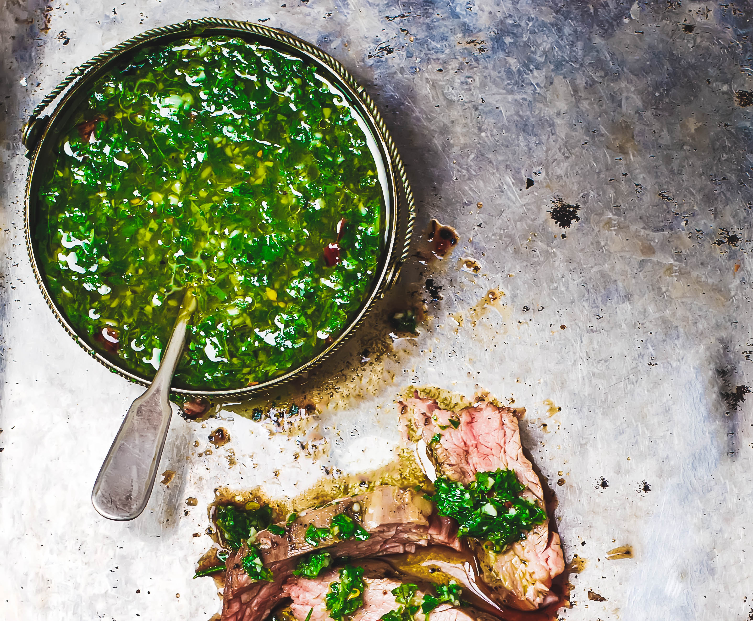 Skillet-Cooked NY Strip Steak with Chimichurri Sauce is ideal for a special occasion meal. Skillet-Cooked NY Strip Steak with Chimichurri Sauce is a lovely dish to serve your loved ones.