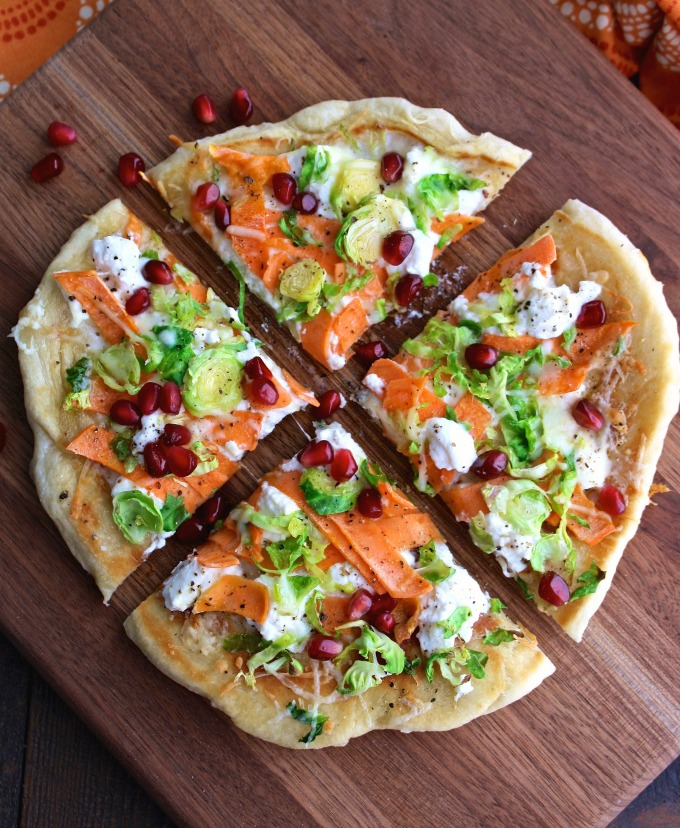 You'll enjoy this easy-to-make, seasonal dish: Skillet Pizza with Sweet Potatoes, Brussels Sprouts, and Ricotta.