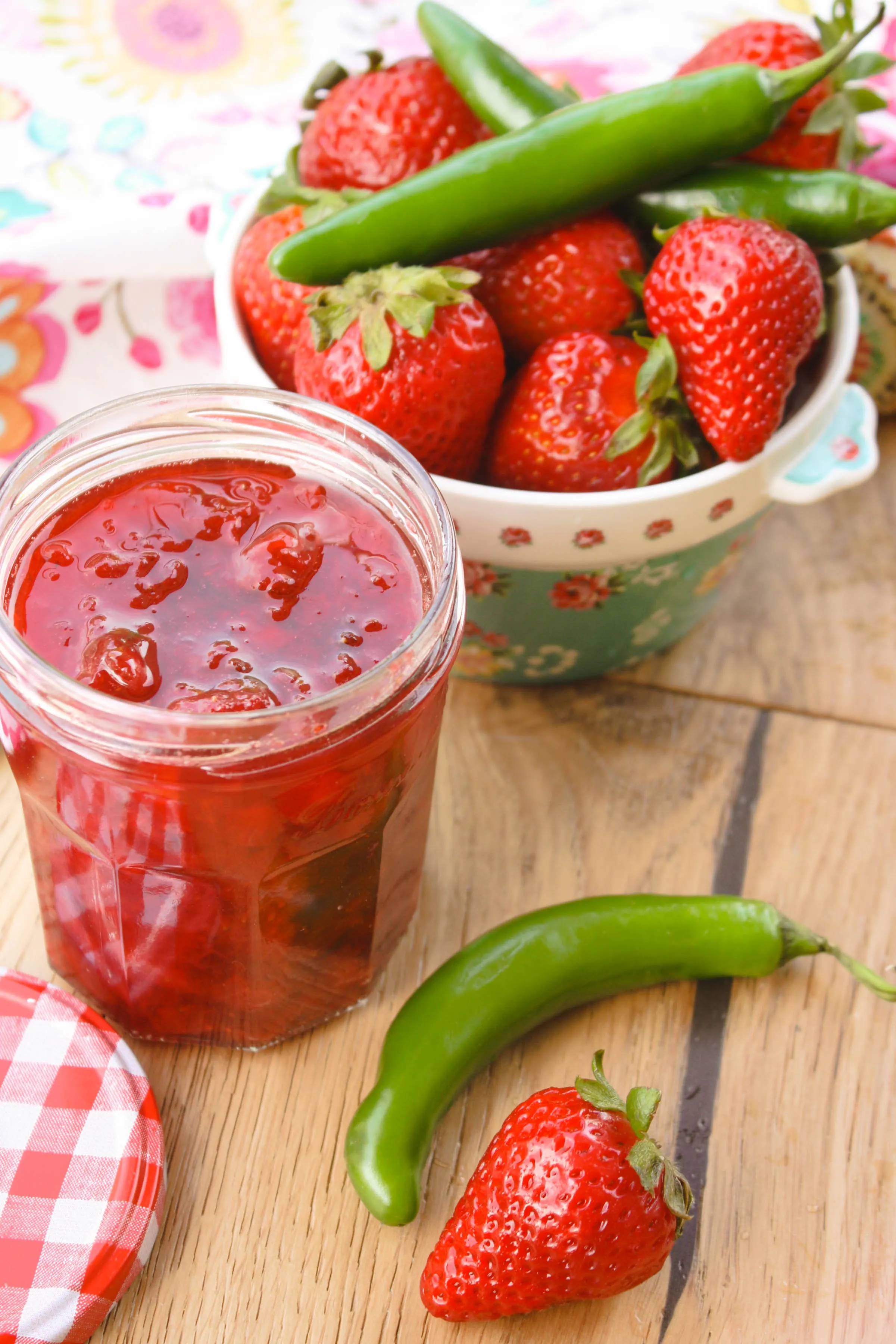 Small batch strawberry-serrano refrigerator jam is a delight. It's so easy to make, and delicious, too!