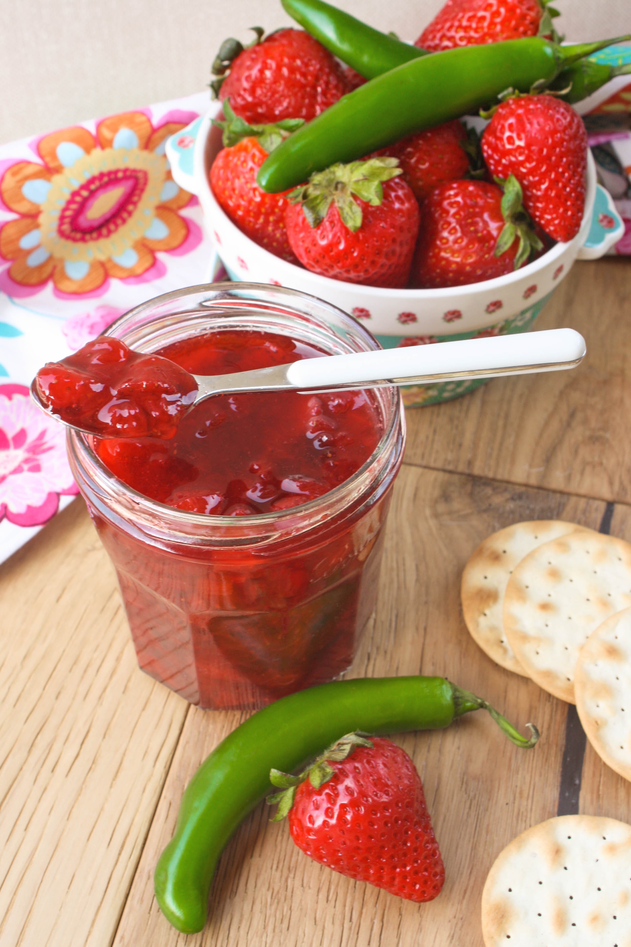 Small Batch Strawberry-Serrano Refrigerator Jam is amazing! It's so easy to make and it makes a fabulous seasonal treat!