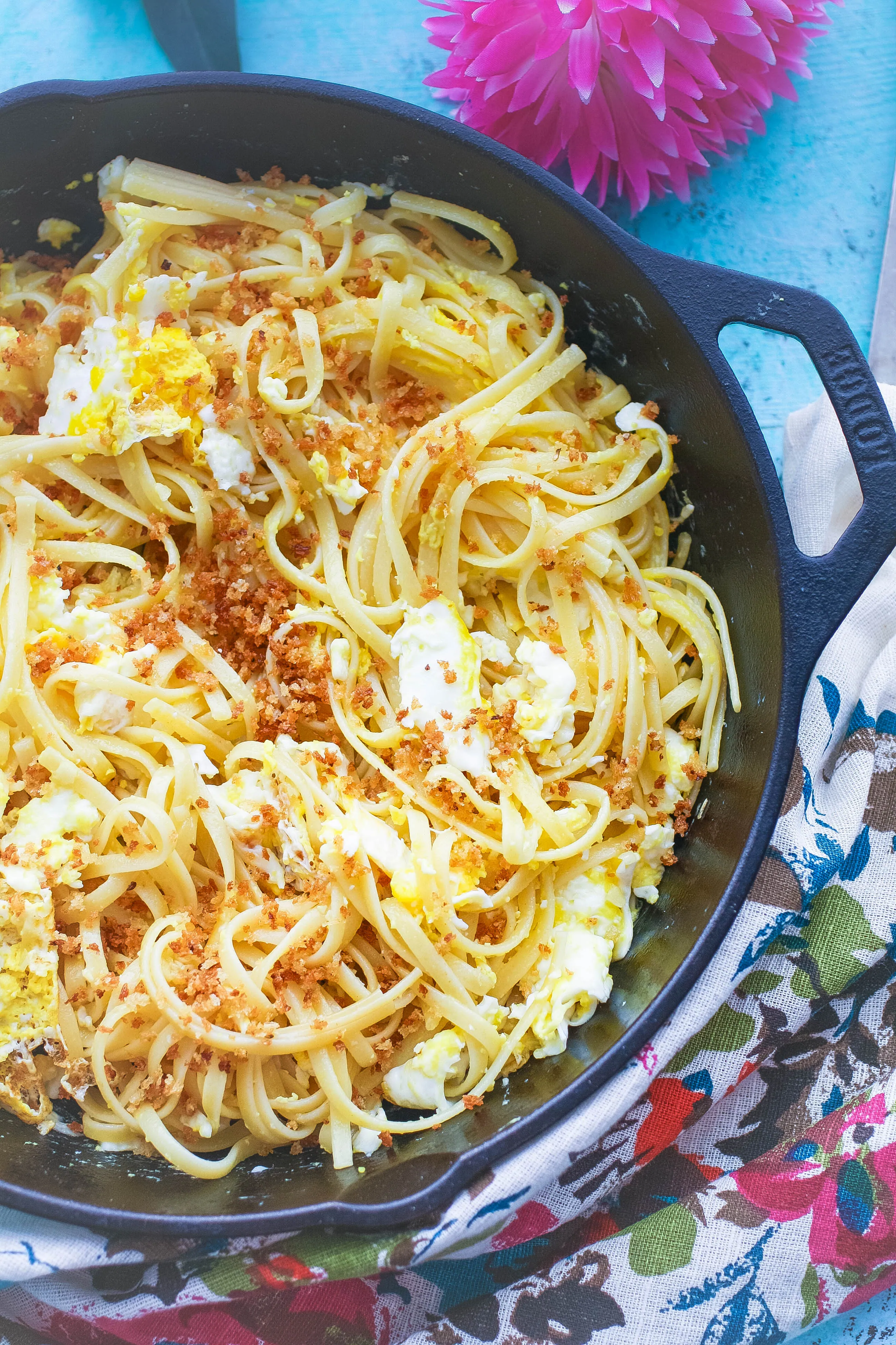 Spaghetti with Fried Eggs and Crunchy Breadcrumbs is a super-simple dish you'll want to make on a busy night. Spaghetti with Fried Eggs and Crunchy Breadcrumbs is a delightful dish for any night when you're short on time.