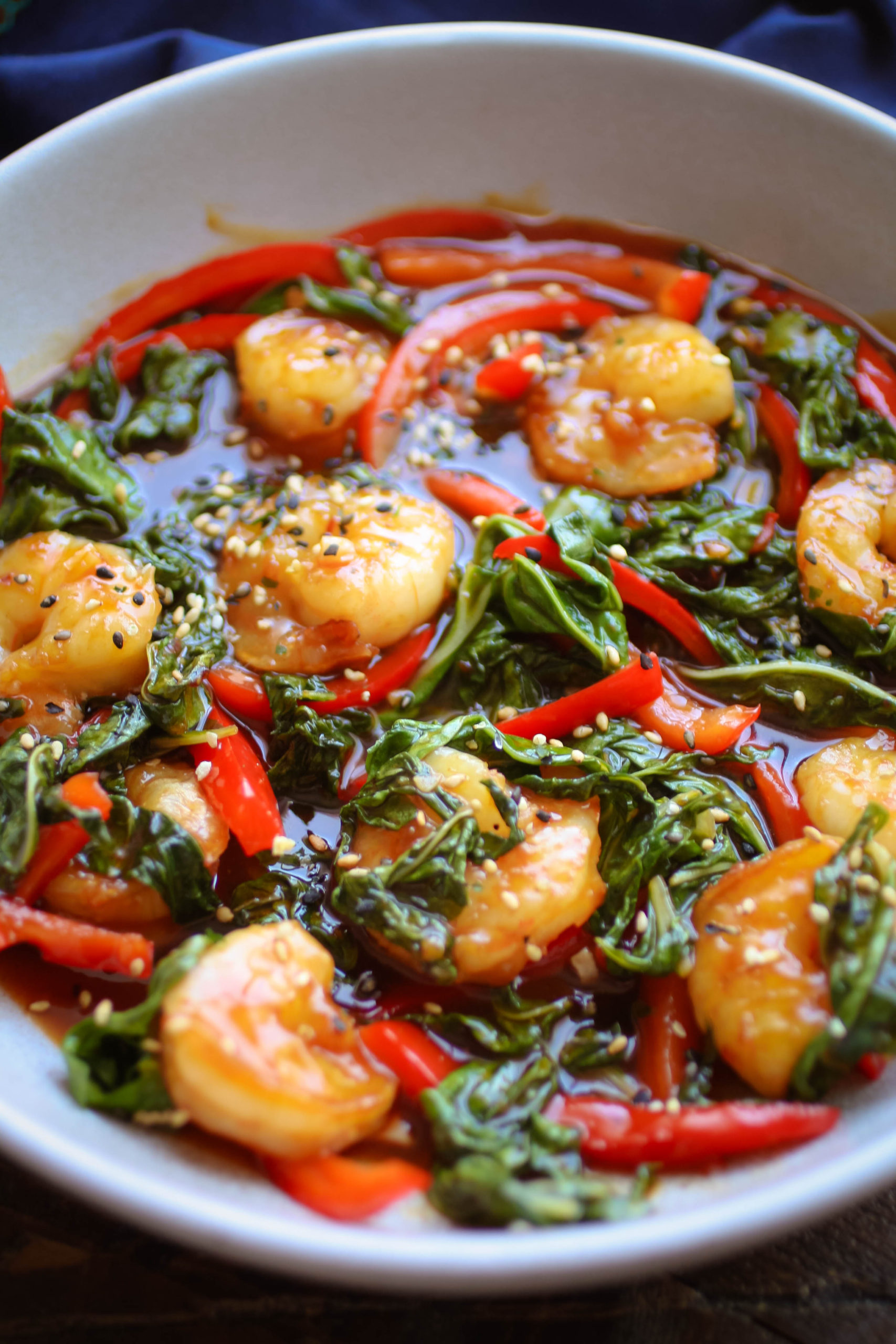 Spicy Garlic Shrimp and Swiss Chard Stir Fry is an easy-to-make, tasty dish!