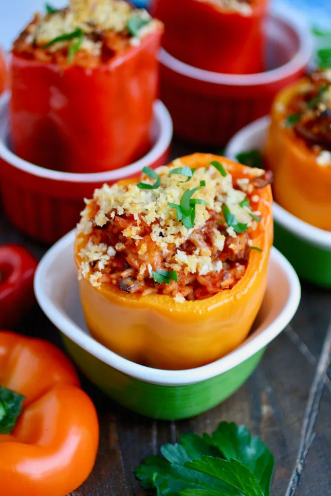 One bite and you'll love these Spicy Sausage and Rice Stuffed Peppers!