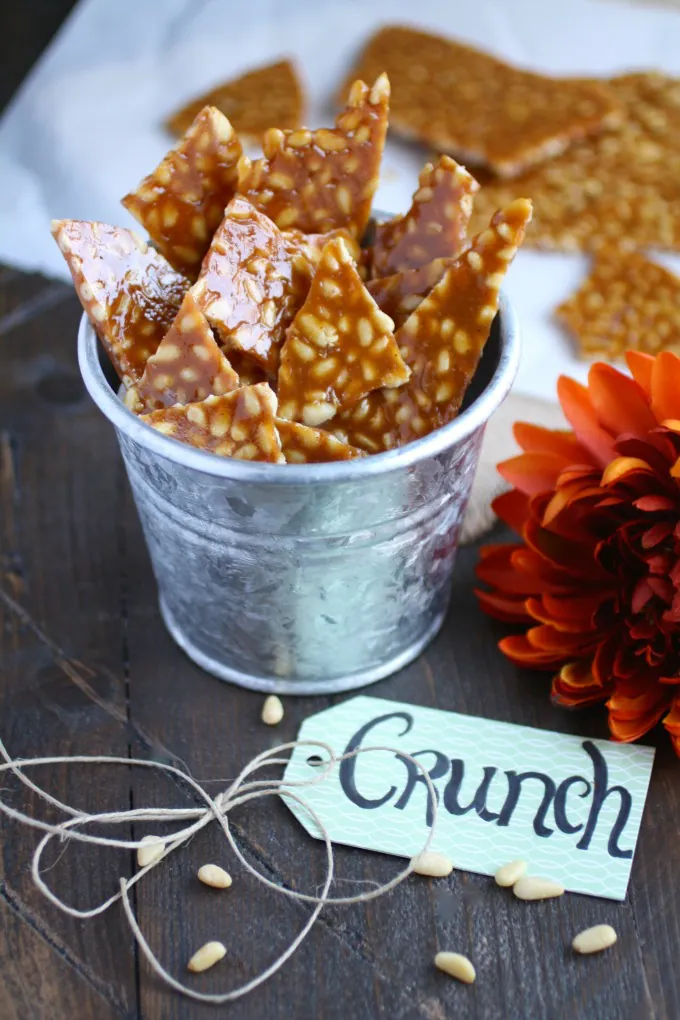 What a treat Spicy Pine Nut Brittle makes!