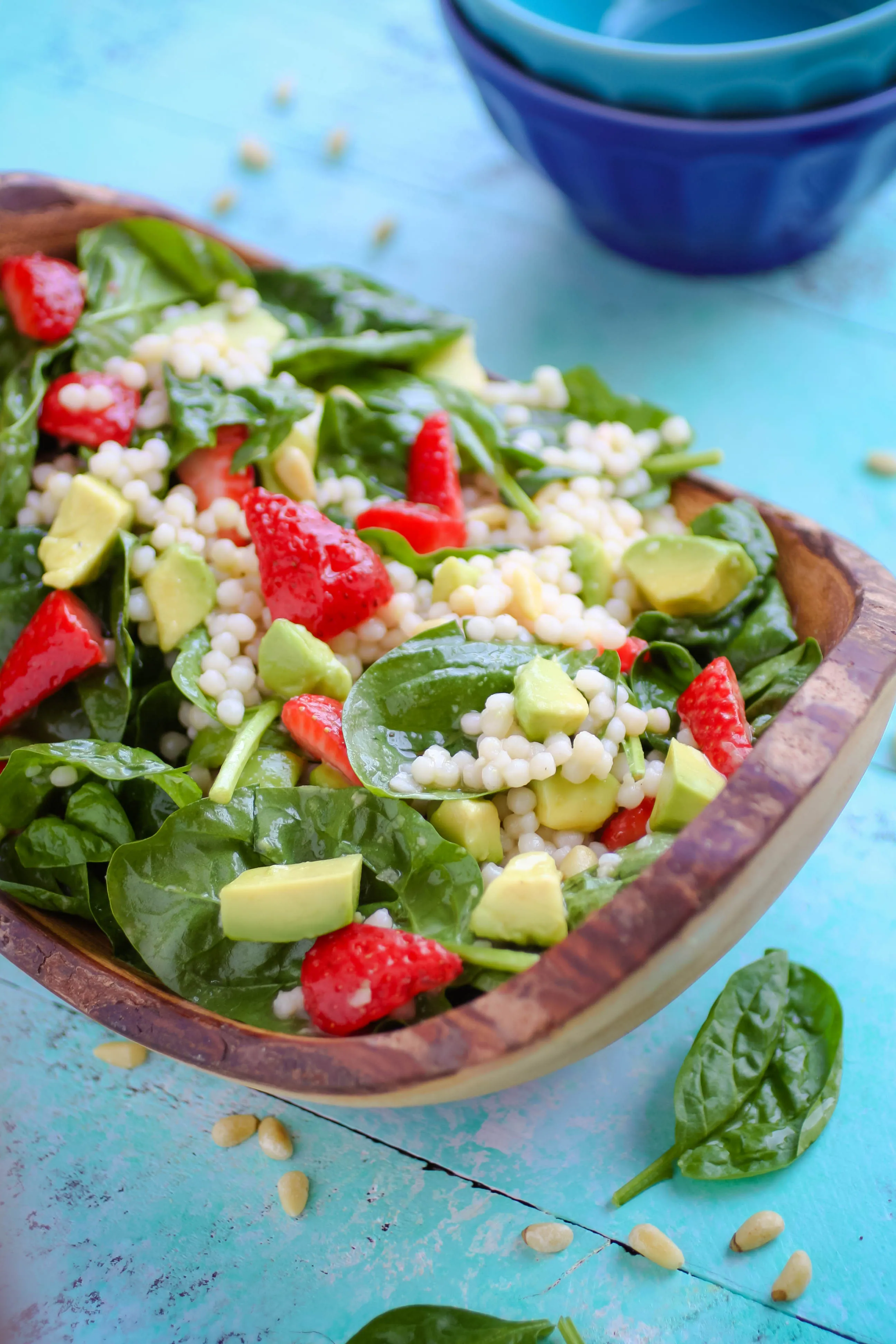 Spinach and Couscous Salad with Strawberries, Avocado & Honey-Lime Dressing is a fabulous salad for the season. Everyone will love Spinach and Couscous Salad with Strawberries, Avocado & Honey-Lime Dressing. 