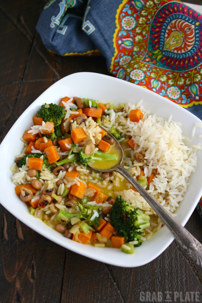 Sweet Potato & Black-Eyed Pea Curry is easy to make, and it makes a wonderful Meatless Monday meal.