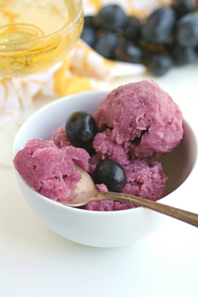 Dig in! Black Grape & Sparkling Wine Sorbet is a refreshing and flavorful dessert!