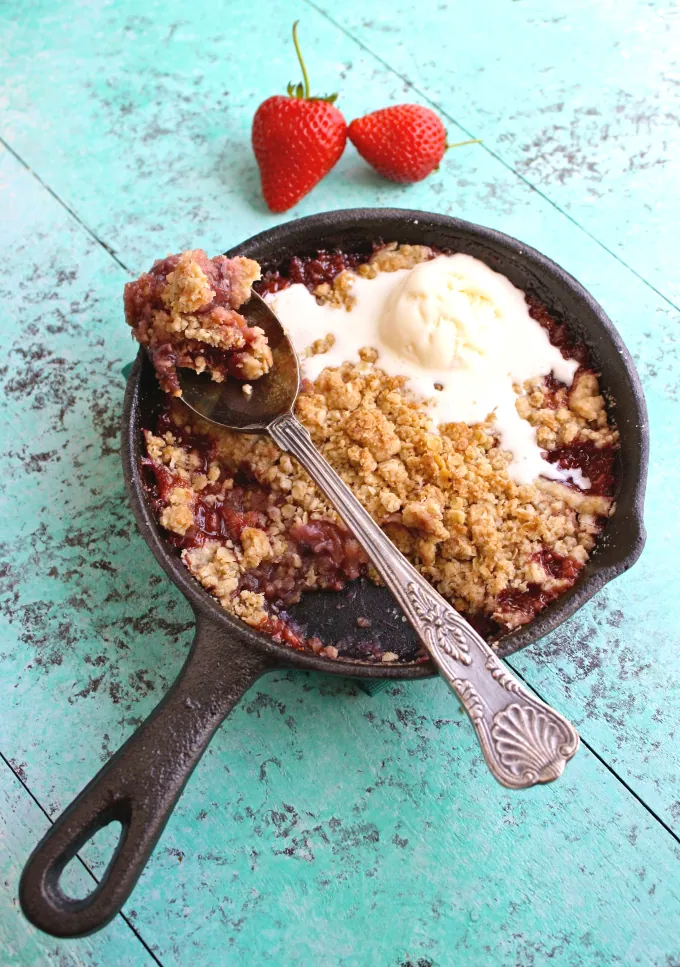 Dig in to Strawberry-Rhubarb Crumble for Two while it's warm!