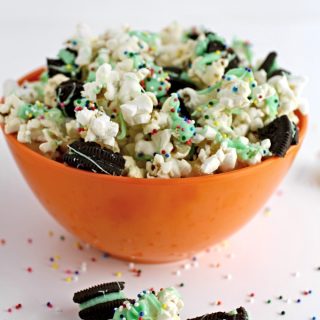 St. Patrick's Day Mint-Chocolate Popcorn Snack is a festive way to add cheer to the day! It's easy to make and fun to eat!