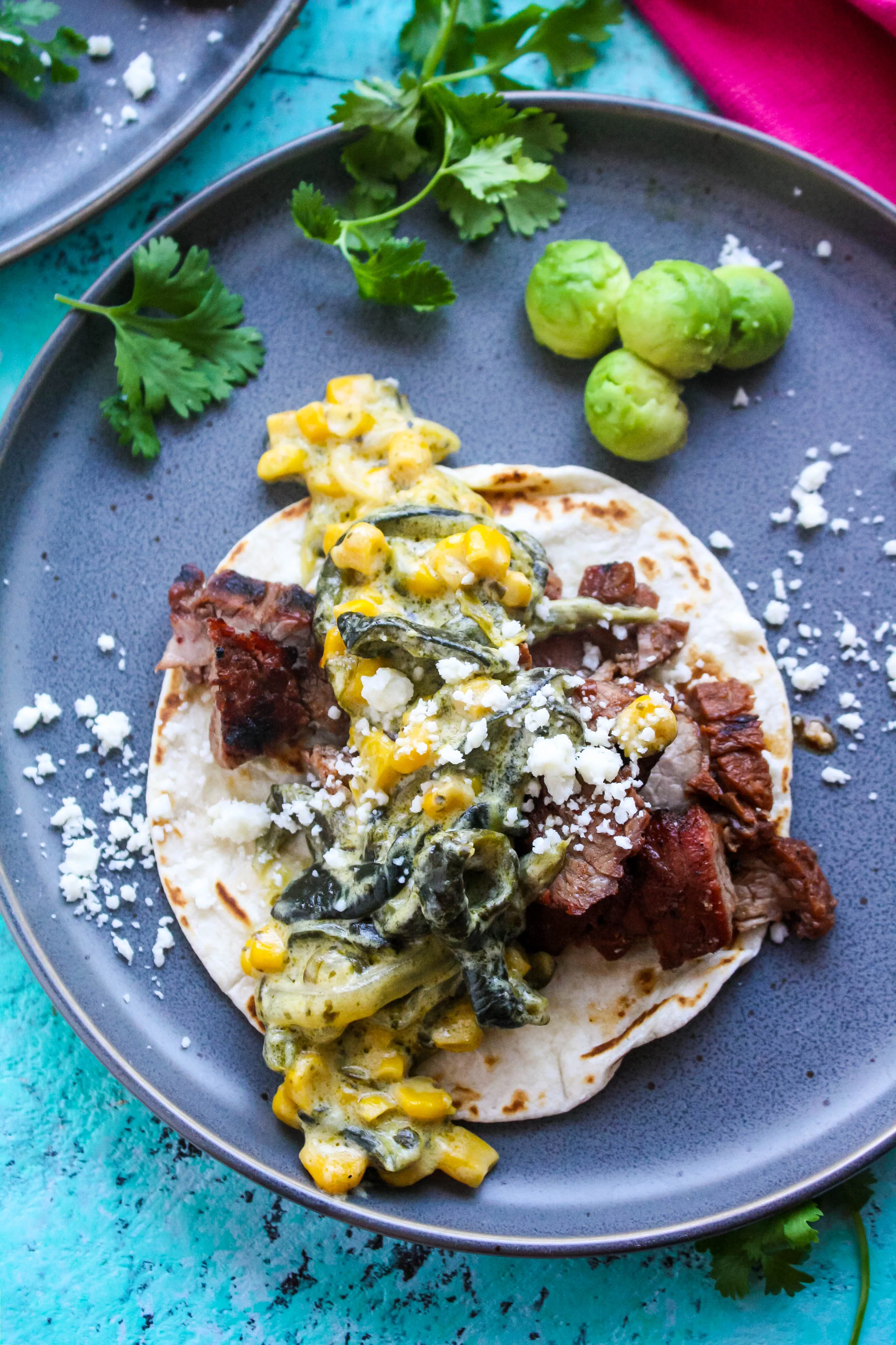 Steak Tacos with Poblano Pepper Strips and Cream Sauce (Rajas con Crema) is a great taco-night option! You'll love these Steak Tacos with Poblano Pepper Strips and Cream Sauce (Rajas con Crema)!