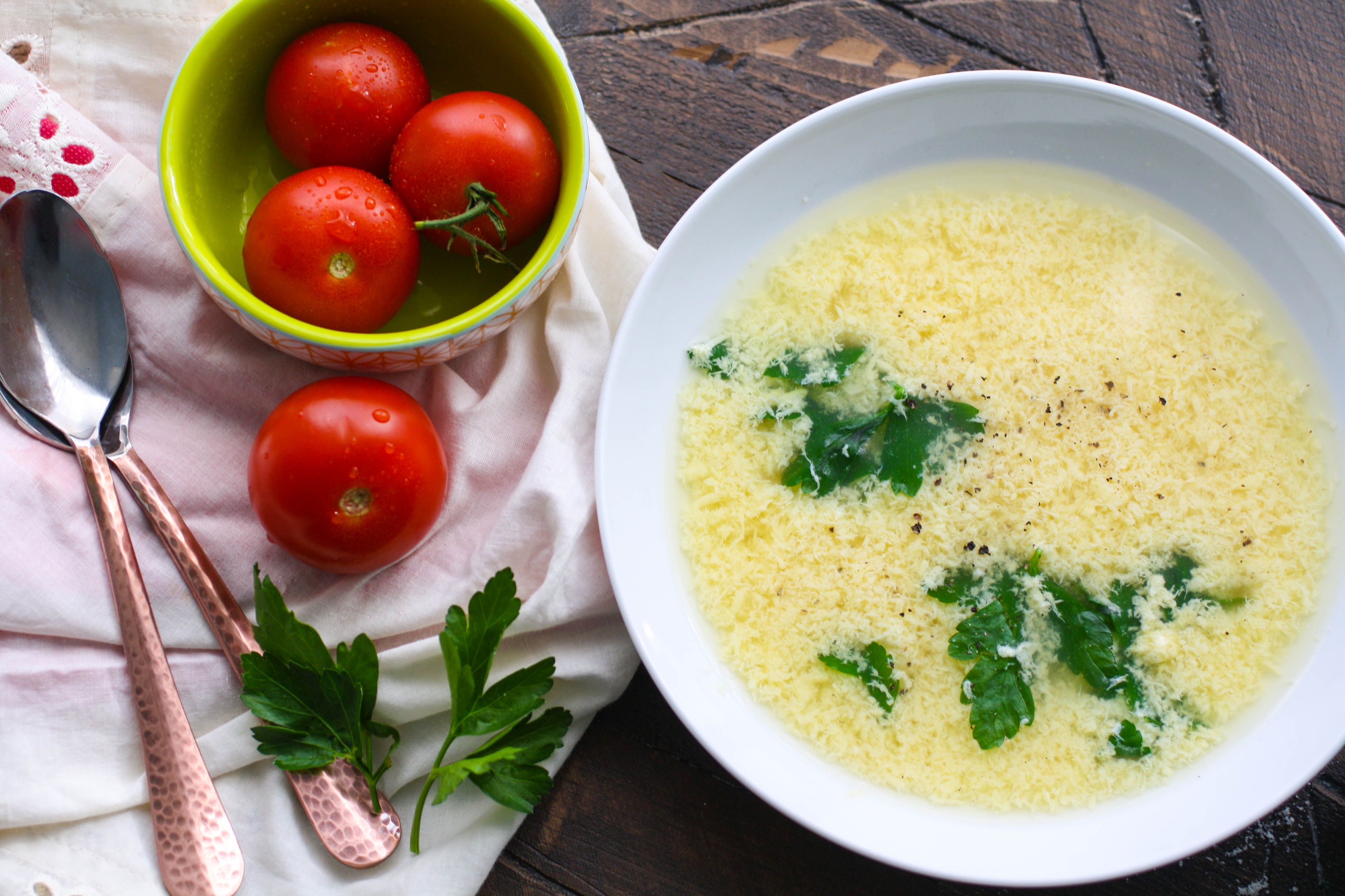 Stracchiatella soup (Italian egg drop soup) is a wonderfully simple dish to warm you! You'll love this simple stracchiatella soup!