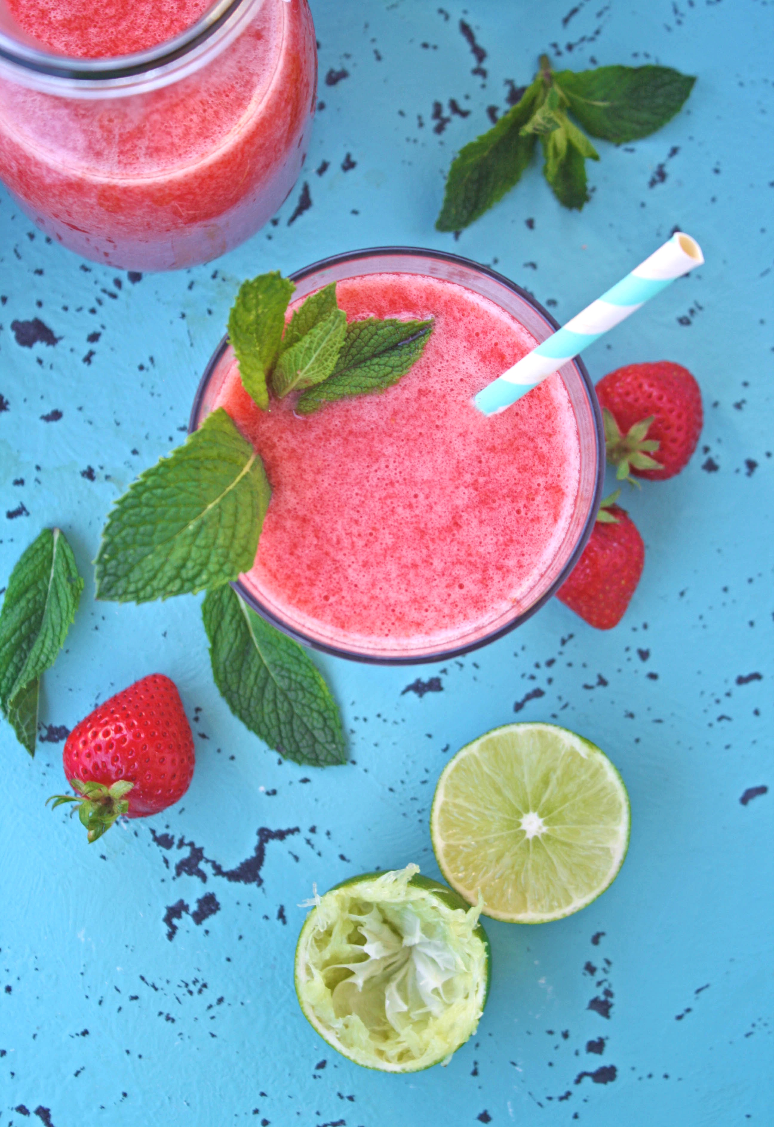 Strawberry-Mint Agua Fresca is a fab drink! You'll love this fruity and refreshing treat for the warm weather.