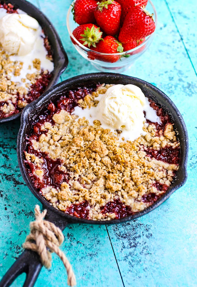 Strawberry-Rhubarb Crumble for Two is a great treat for the season!