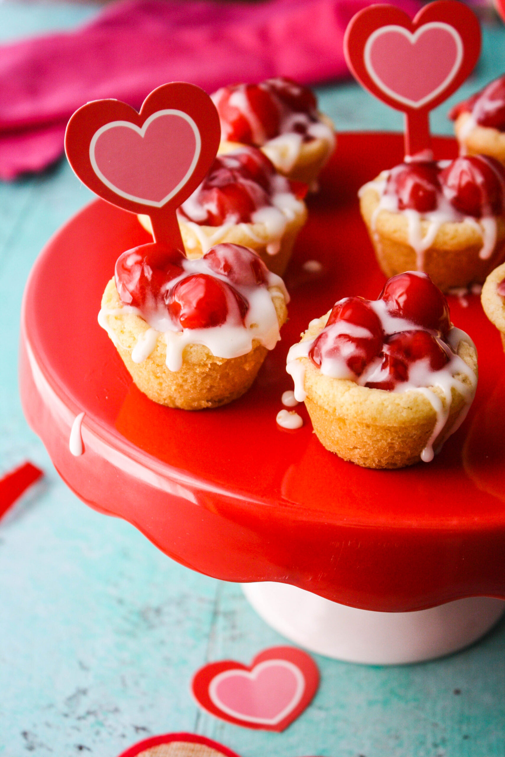 A tray of Sugar Cookie Cups with Cherry-Bourbon Filling brightens any table!