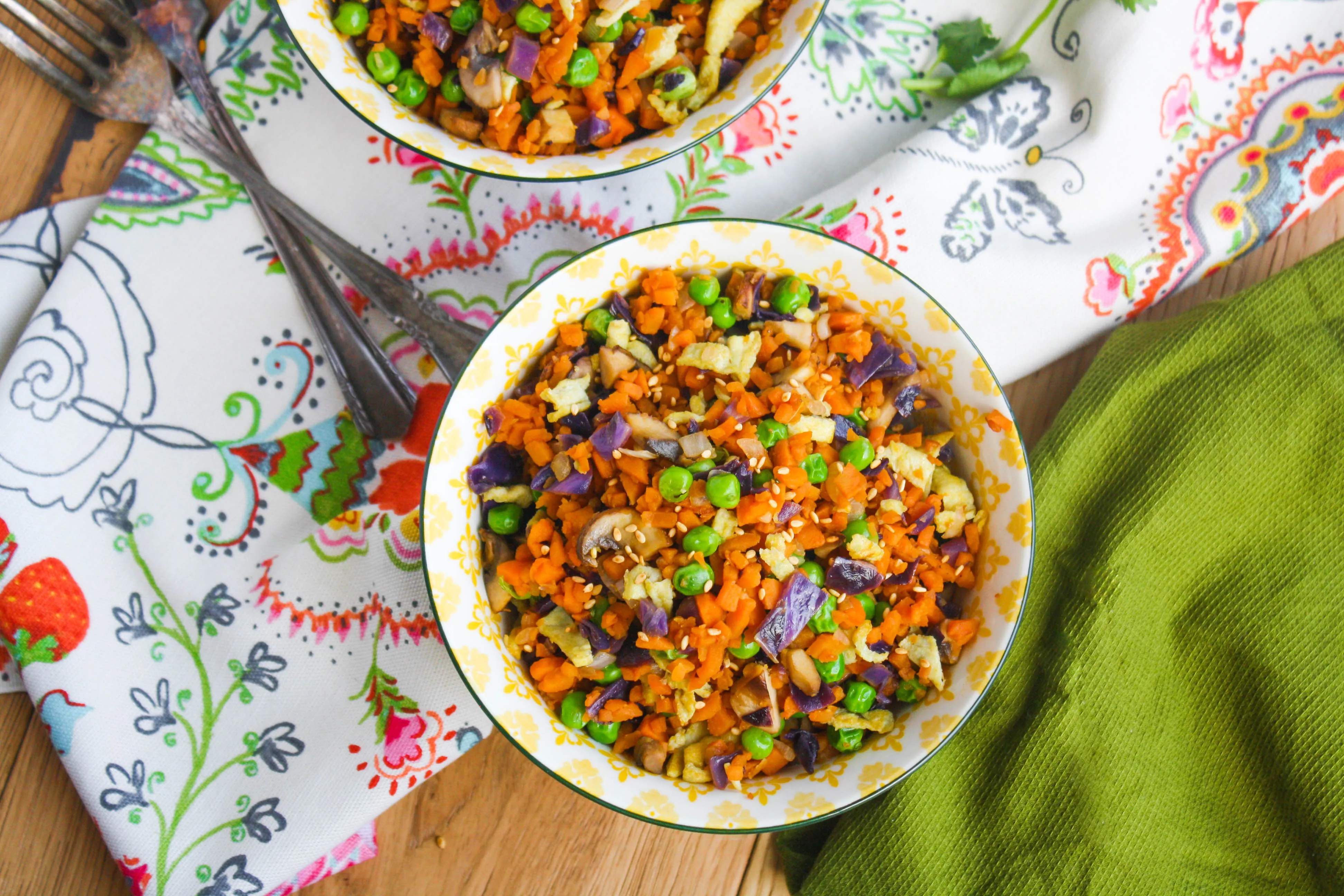 Sweet Potato "Fried Rice" is a healthy side or main dish -- you choose! You'll love the flavors and colors!
