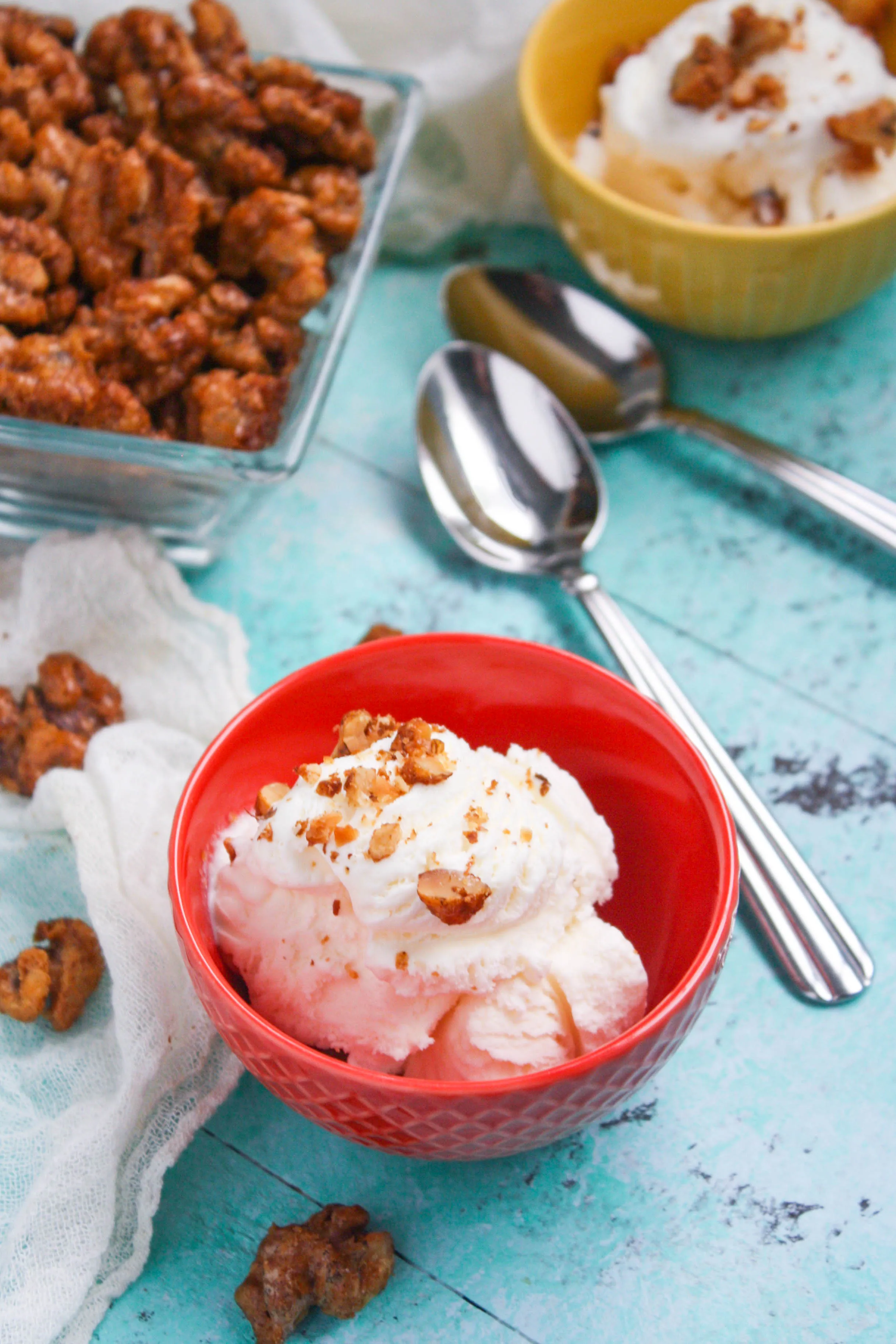Sweet, Spicy & Smoky Candied Walnuts are tasty on their own, or sprinkled over vanilla ice cream, too! These candied walnuts are versatile, and oh-so tasty!