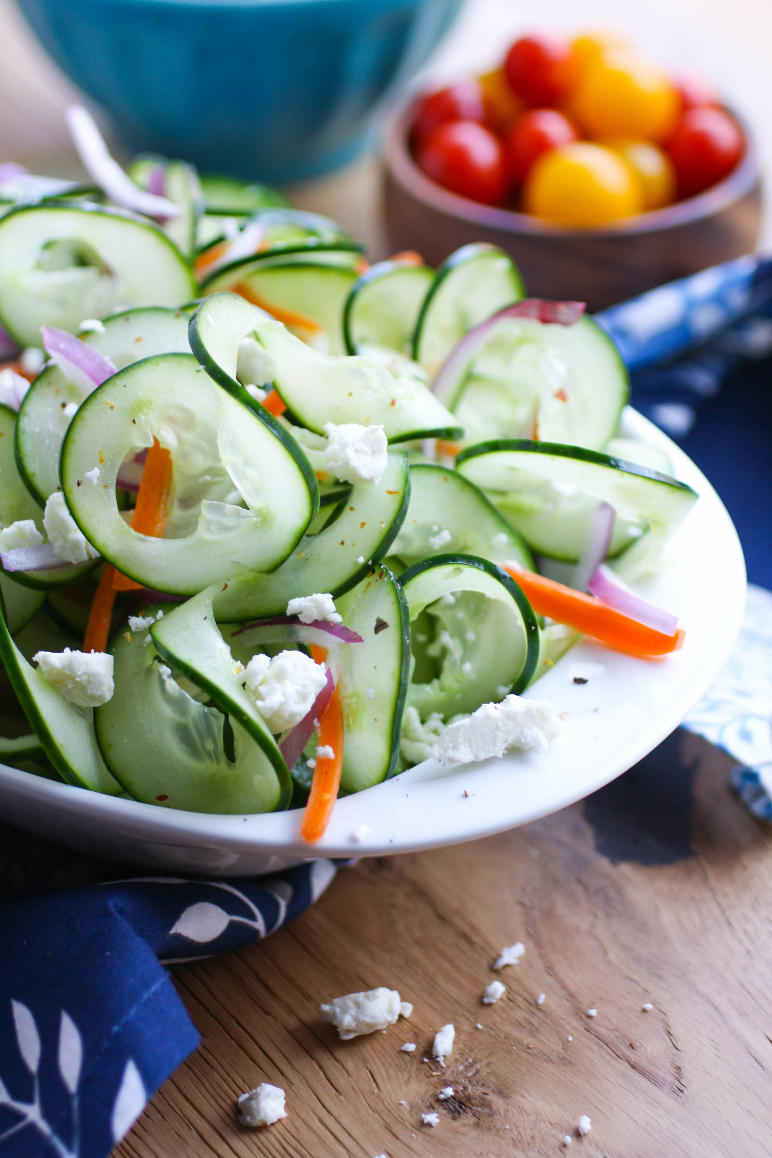 Sweet and Tangy Cucumber Ribbon Salad is a delightfully simple dish. You'll love the fresh flavors in this salad.